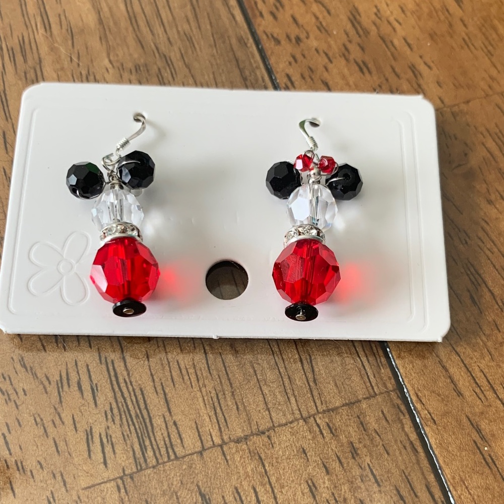 Chic Red and Black Beaded Earrings